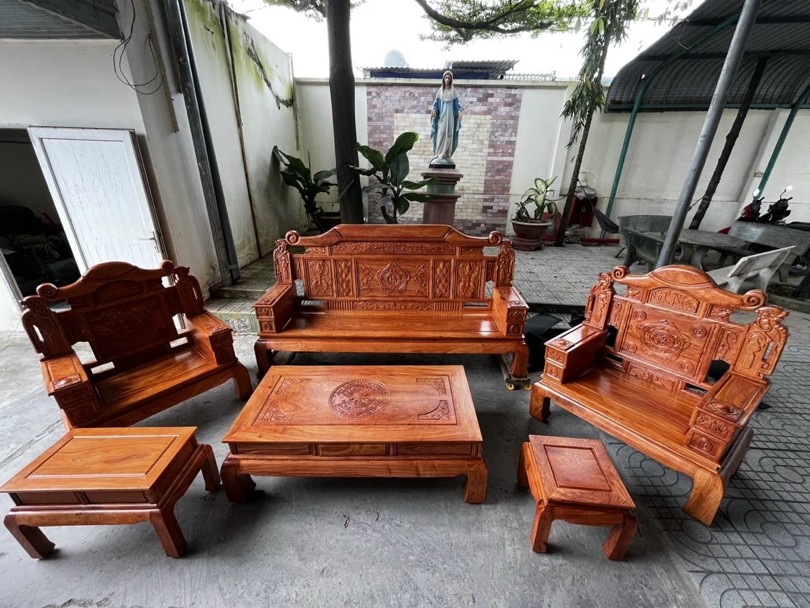 Bộ Sa Lông Gỗ - Khổng Tử Gỗ Hương Đá