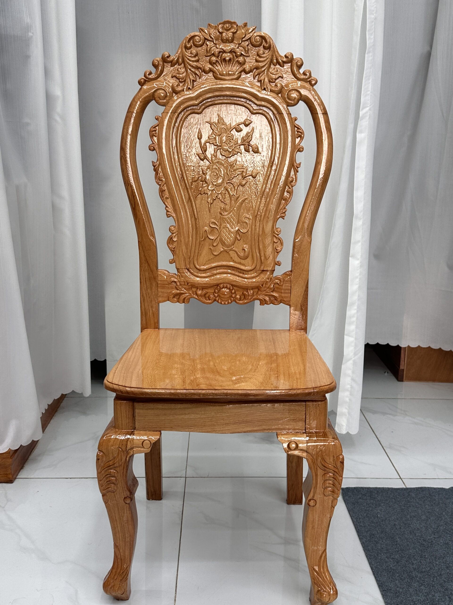 Bàn Ăn Gia Đình Gỗ gõ Hoa Hồng Oval - Ảnh 6