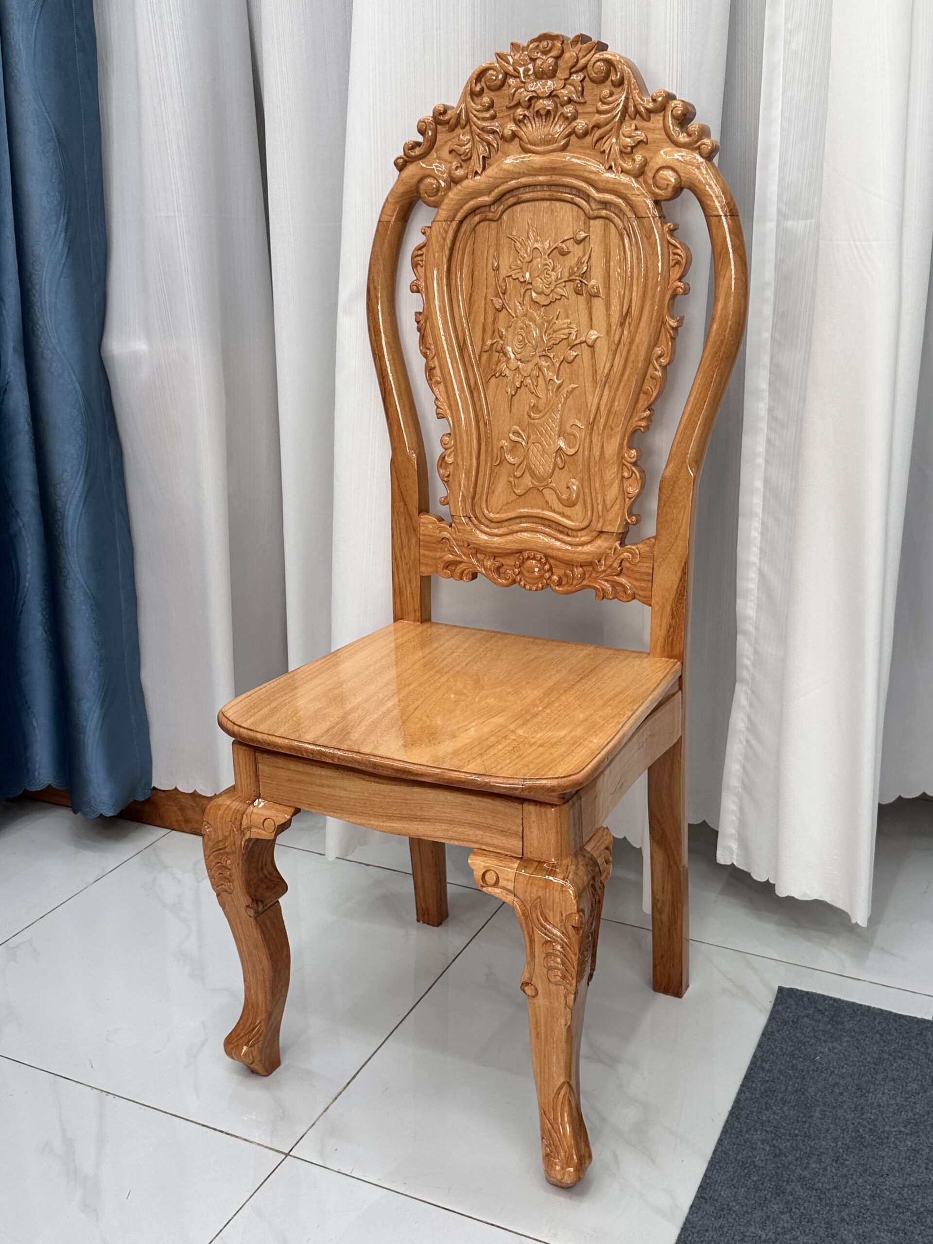 Bàn Ăn Gia Đình Gỗ gõ Hoa Hồng Oval - Ảnh 5