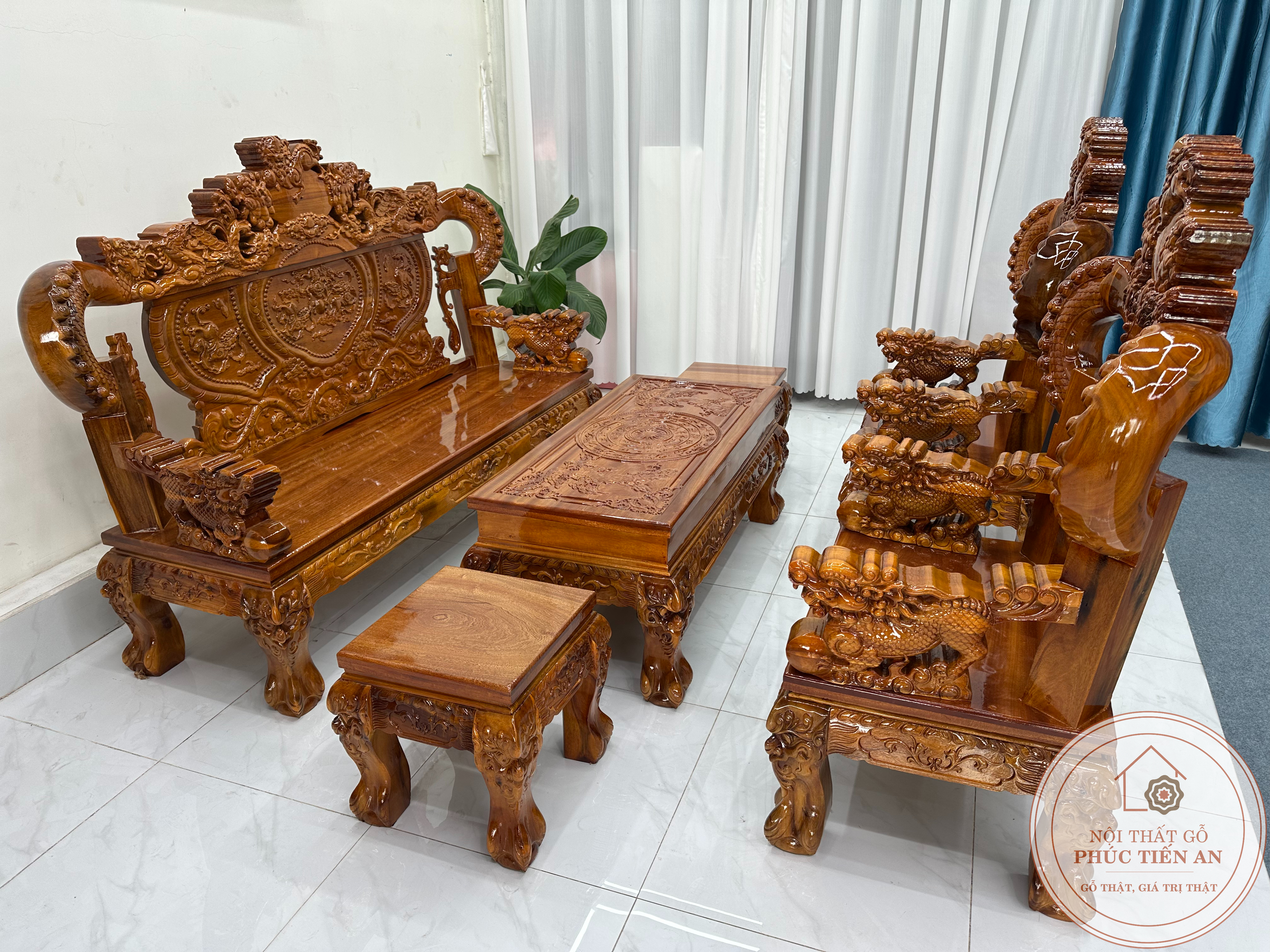 Bộ Sa Lông / Triện 12 Gỗ Tràm Nghê Khuỳnh Đồng Nai