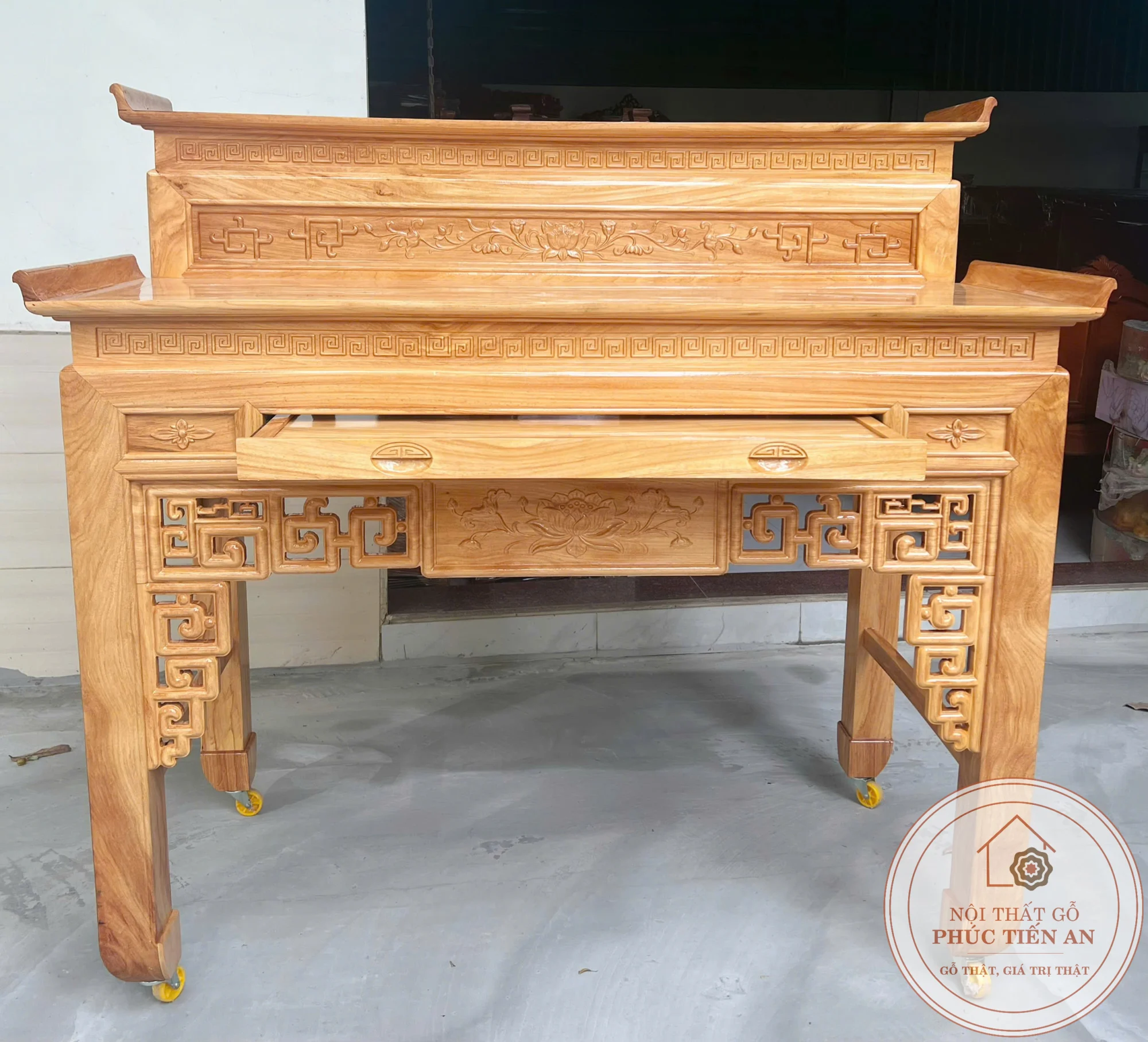 Tủ Thờ / Án gian sen lủng 2 Tầng gỗ Gõ