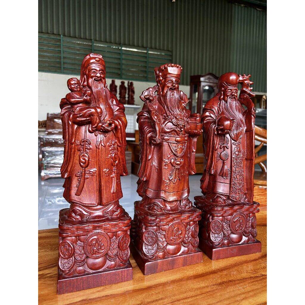 Bộ Tượng Phúc Lộc Thọ Tam Đa Gỗ Hương Đá Điêu Khắc Đẹp - Ảnh 5
