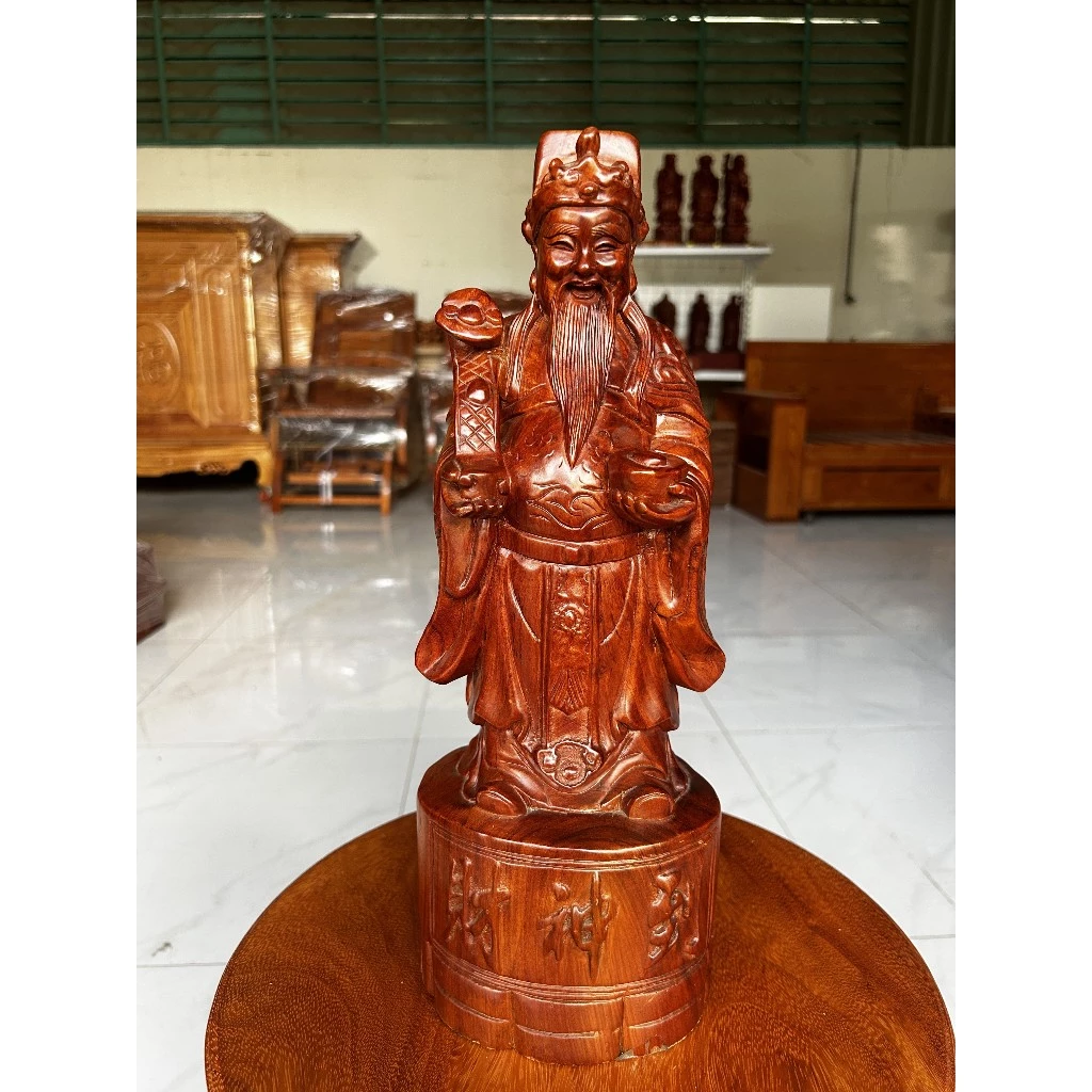 Tượng Thần Tài Gỗ Tự Nhiên Gỗ Hương Đá