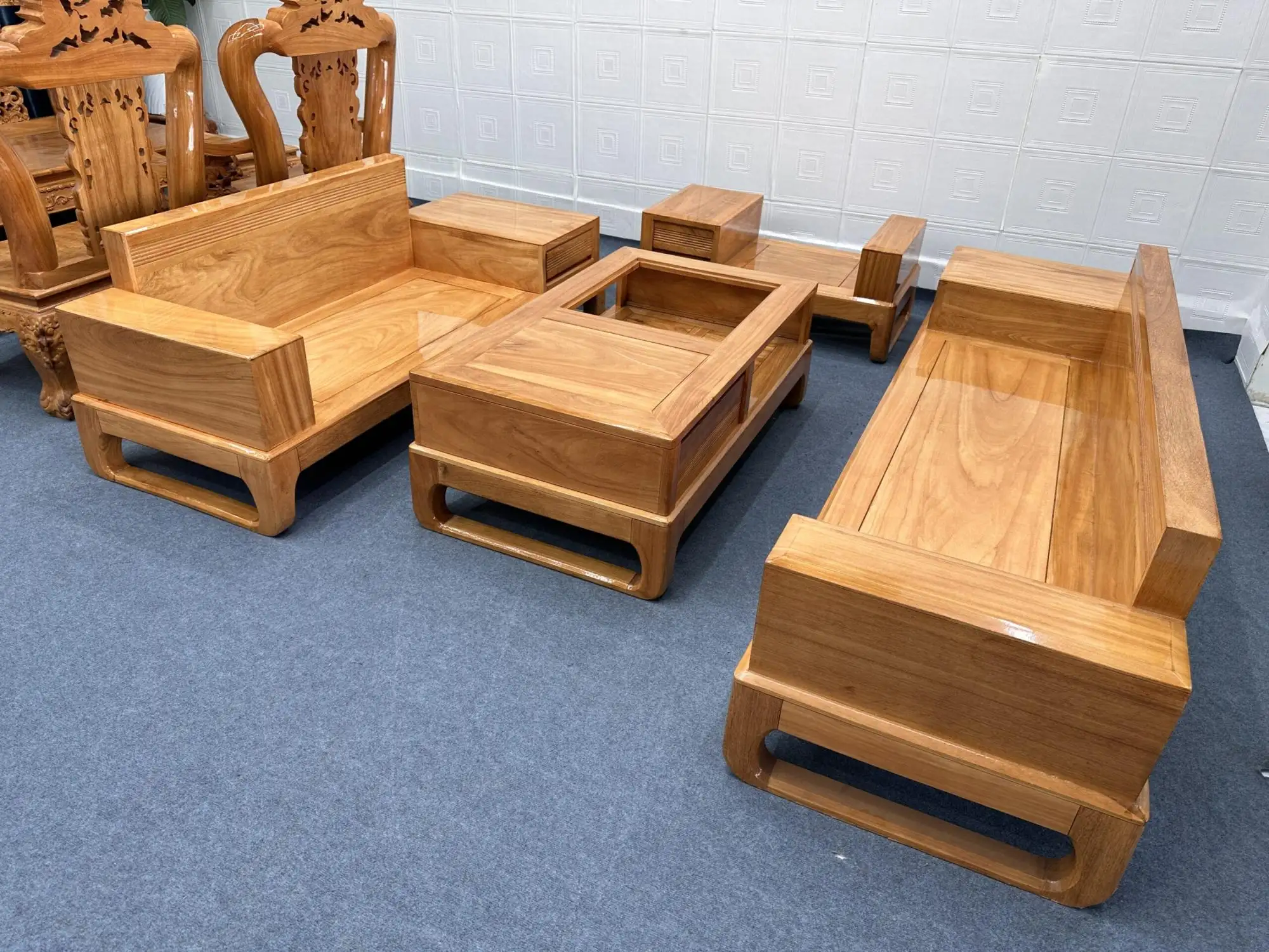 Bộ Sofa gỗ/Góc gỗ Gõ 2 băng Đồng Nai